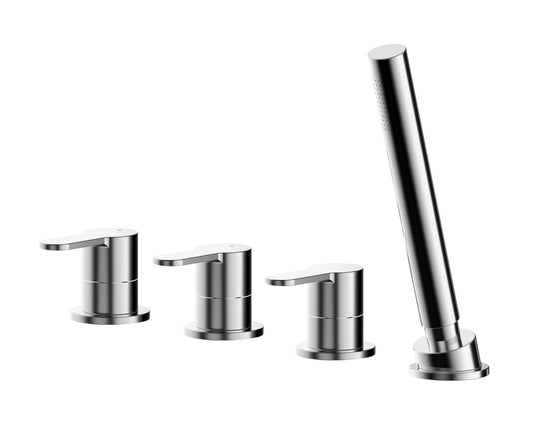 Arvan Deck Mounted 4 Tap Hole Bath Shower Mixer No Spout