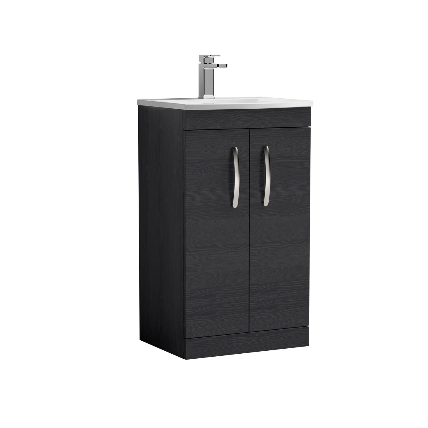 Athena 500mm Floor Standing 2 Door Vanity Unit with Curved Basin by Nuie
