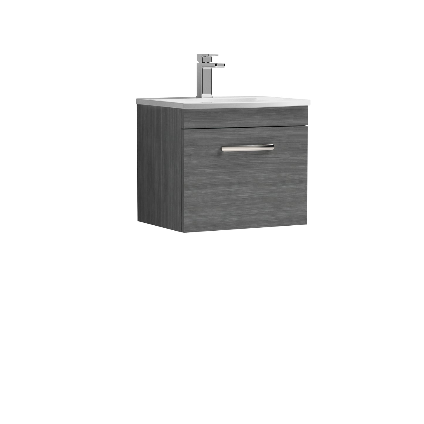 Athena 500mm Wall Hung Single Drawer Vanity Unit with Curved Basin by Nuie