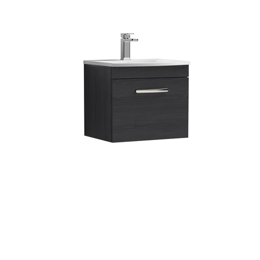 Athena 500mm Wall Hung Single Drawer Vanity Unit with Curved Basin by Nuie