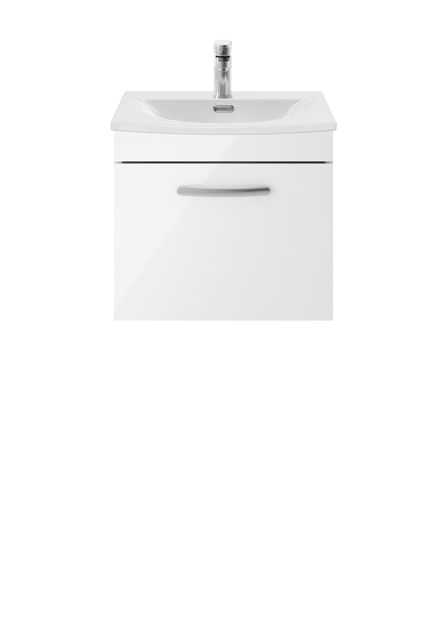 Athena 500mm Wall Hung Single Drawer Vanity Unit with Curved Basin by Nuie