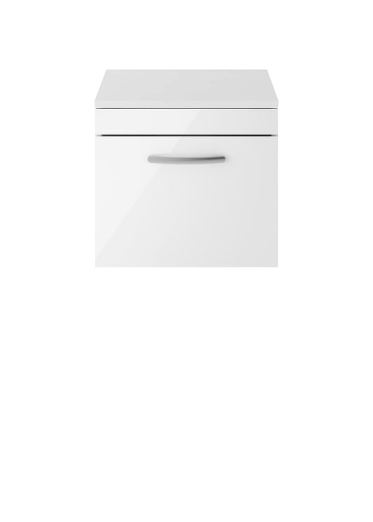Nuie Athena 500mm Wall Hung Single Drawer Vanity Unit With Worktop