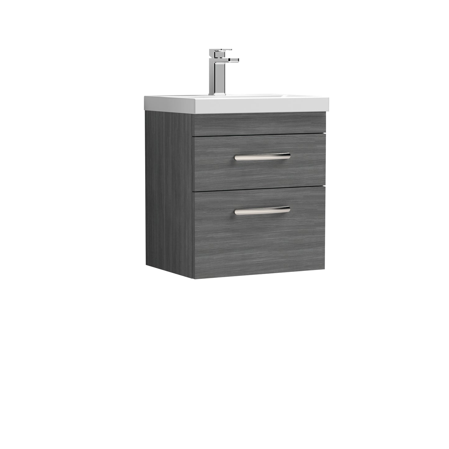 Athena 500mm Wall Hung 2 Drawer Bathroom Vanity with Thin-Edge Basin by Nuie