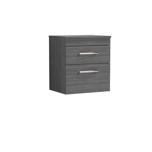 Nuie Athena 500mm Wall Hung 2 Drawer Vanity Unit With Worktop & Soft Close Drawers