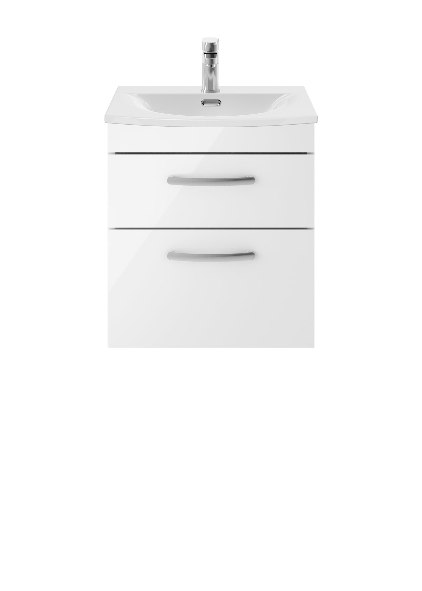 Athena 500mm Wall Hung 2 Drawer Vanity Unit with Mid-Edge Basin by Nuie