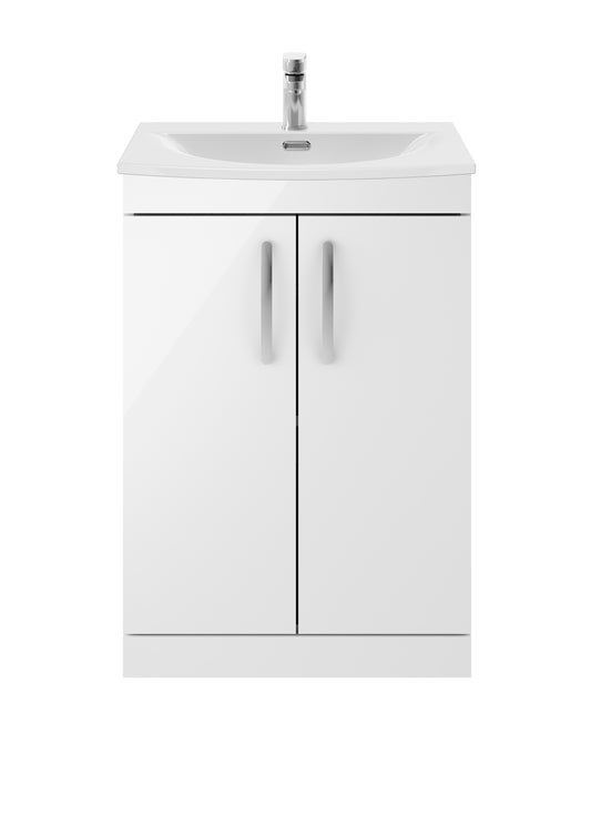 Nuie Athena 600mm Floor Standing 2 Door Vanity Unit With Basin