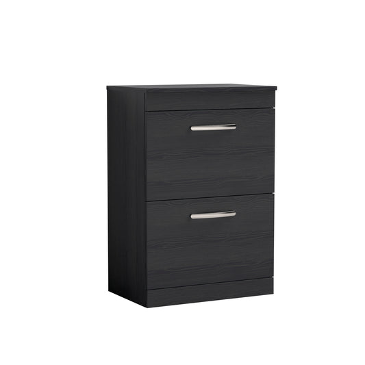 Nuie Athena 600mm Floor Standing 2 Drawer Vanity Unit With Worktop & Handles