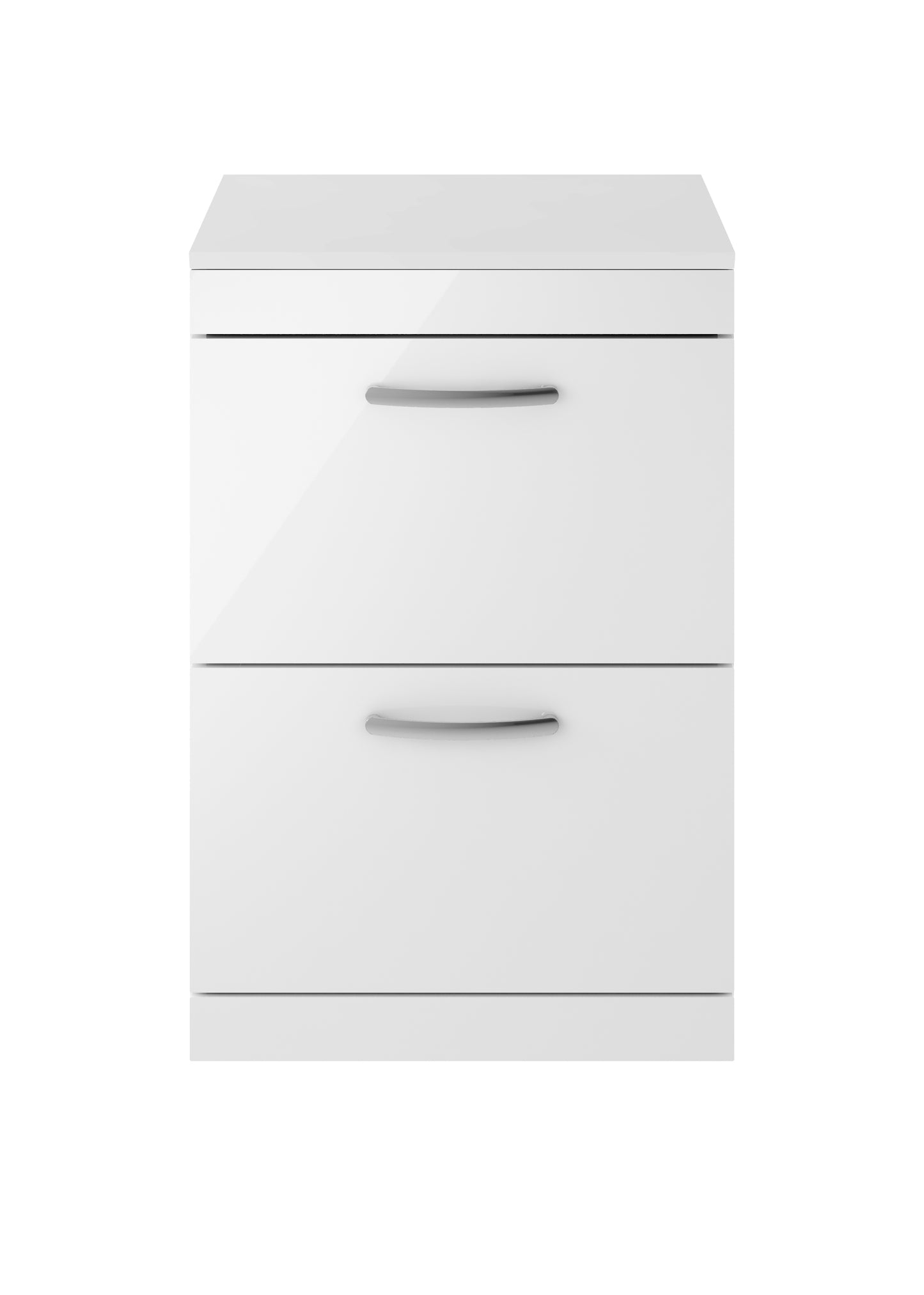 Nuie Athena 600mm Floor Standing 2 Drawer Vanity Unit With Worktop & Soft Close Drawers