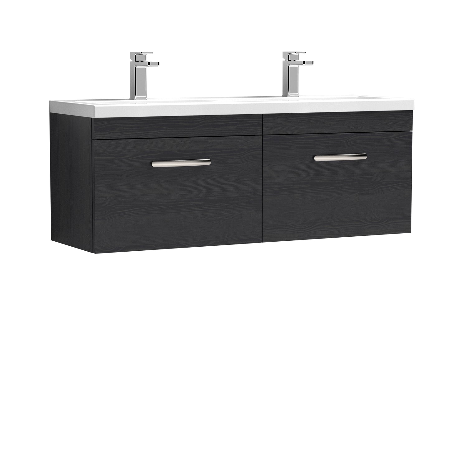 Athena 1200mm Wall Hung 2 Drawer Vanity Unit with Twin Ceramic Basin by Nuie