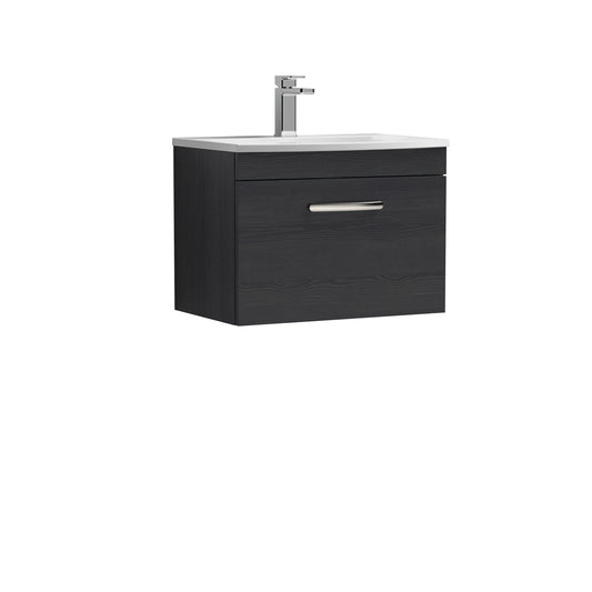 Athena 600mm Wall Hung Single Drawer Vanity Unit with Curved Basin by Nuie