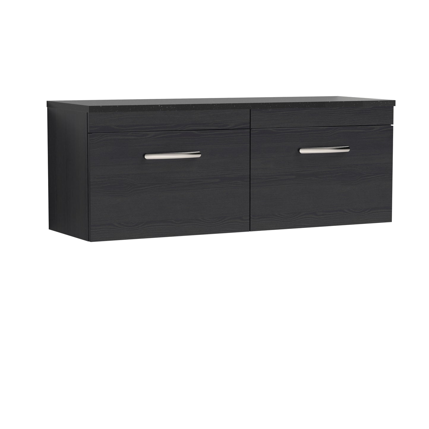 Nuie 1200mm Charcoal Black Wall Hung 2-Drawer Unit With Laminate Worktop