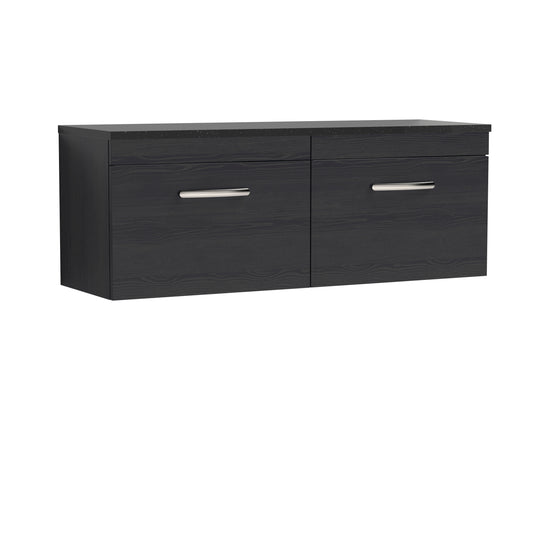 Nuie 1200mm Charcoal Black Wall Hung 2-Drawer Unit With Laminate Worktop