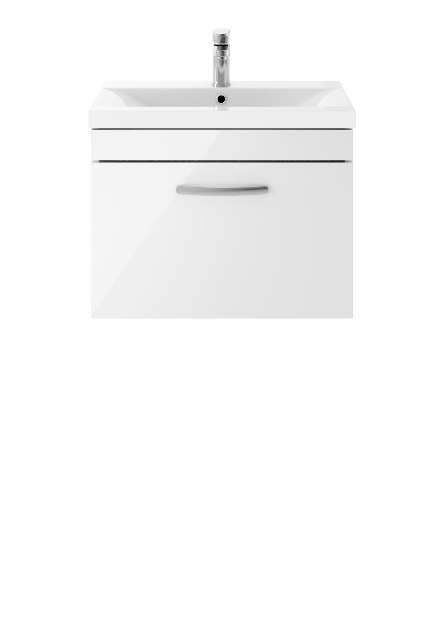 Athena 600mm Wall Hung Single Drawer Vanity Unit with Mid-Edge Basin by Nuie