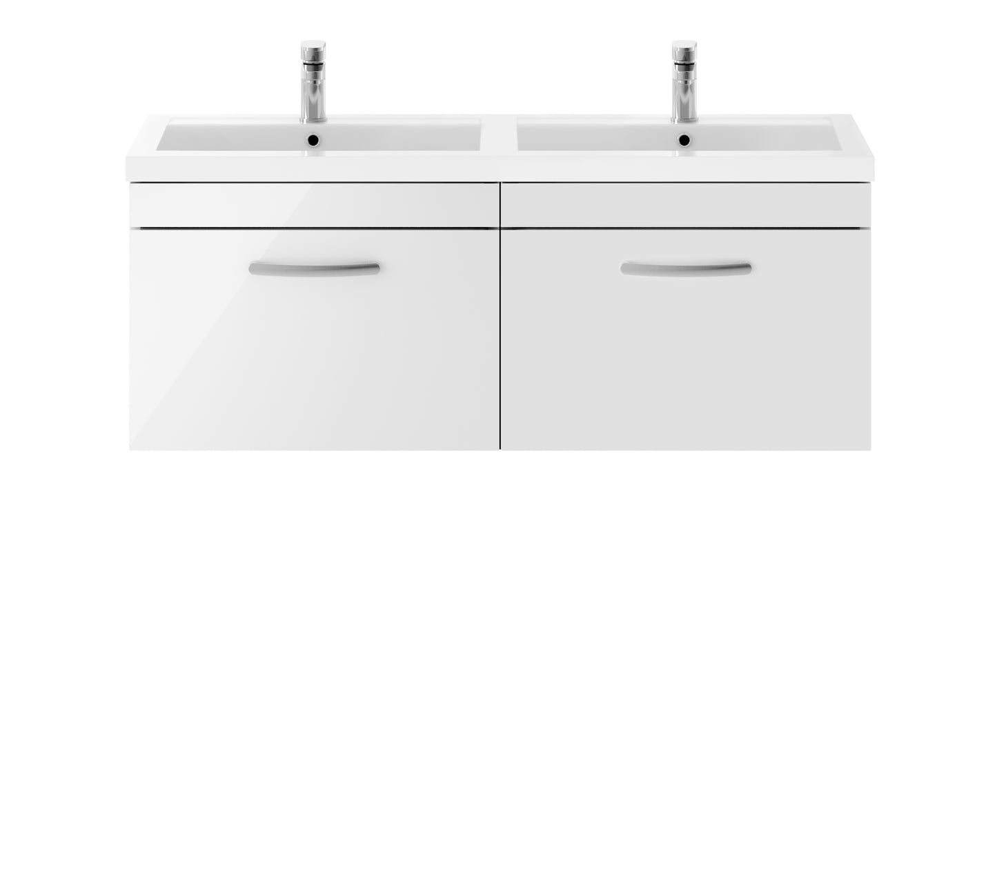 Athena 1200mm Wall Hung 2 Drawer Vanity Unit With Twin Polymarble Basin by Nuie