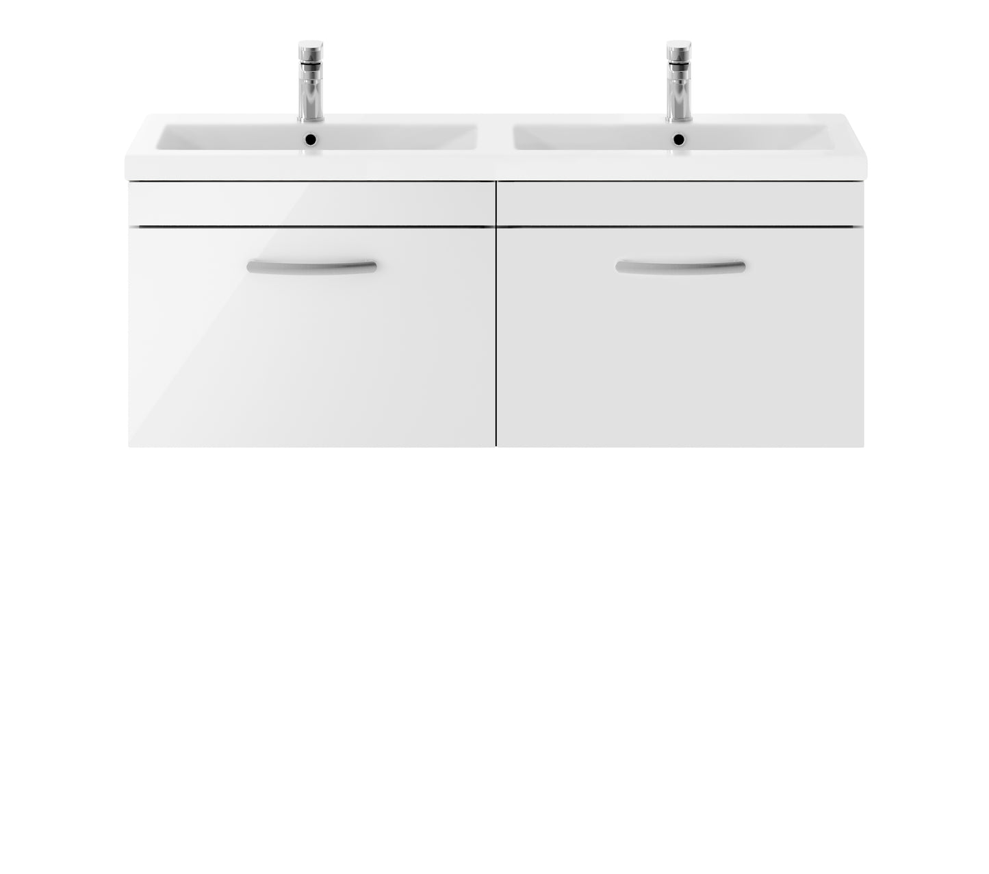 Athena 1200mm Wall Hung 2 Drawer Vanity Unit with Twin Ceramic Basin by Nuie