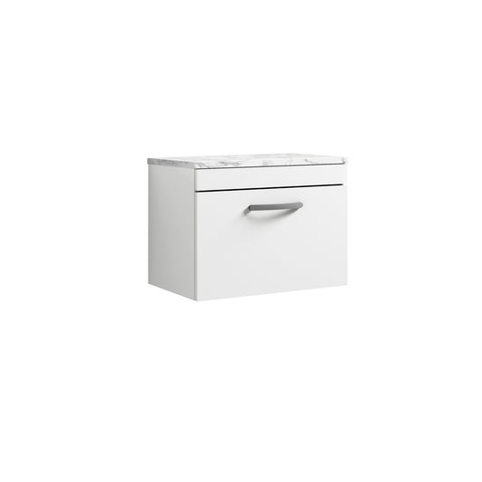 Nuie 600mm Wall Hung Single Drawer Unit With Laminate Worktop