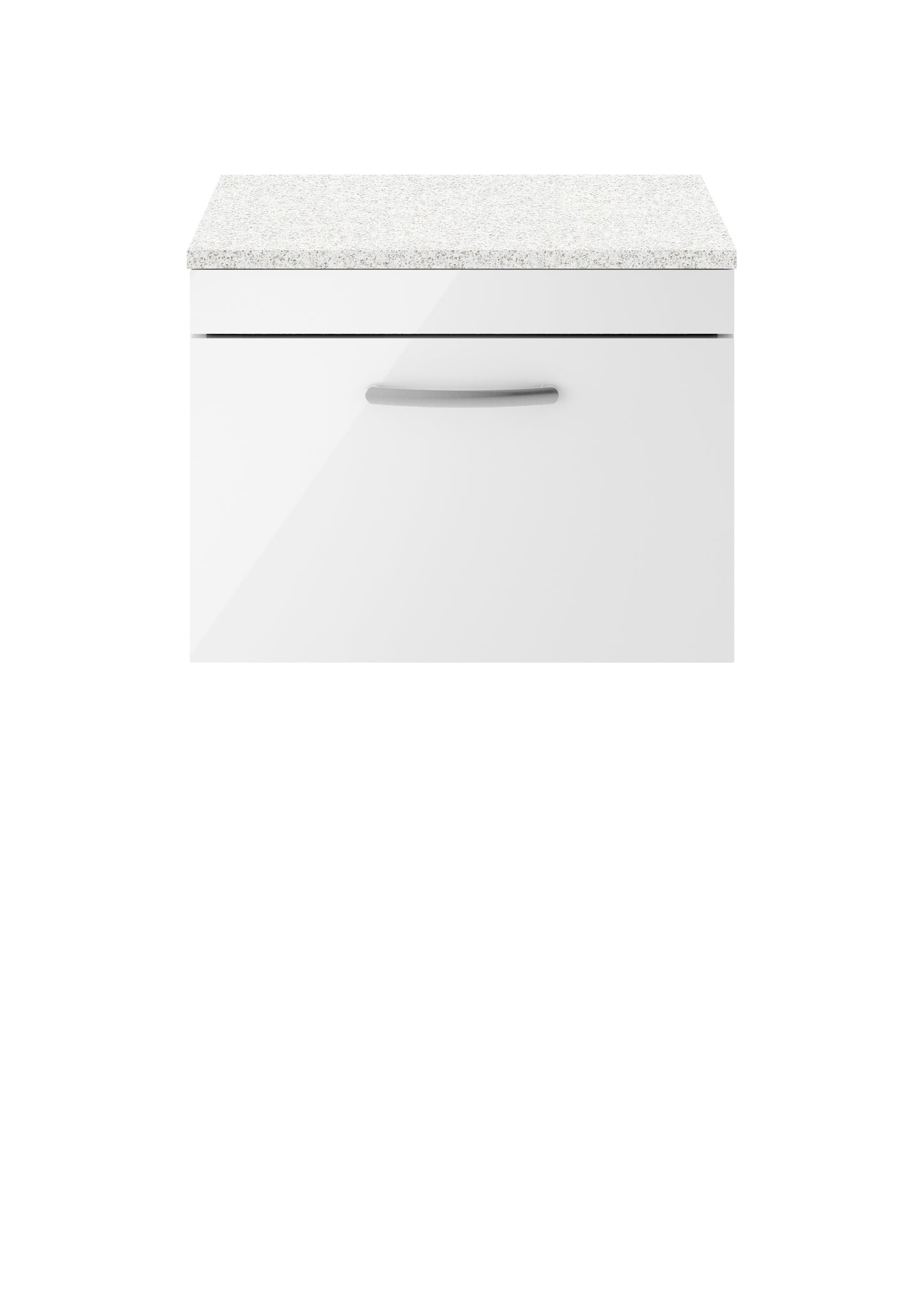 Nuie Athena 600mm Wall Hung Single Drawer Vanity Unit With Sparkling White Worktop