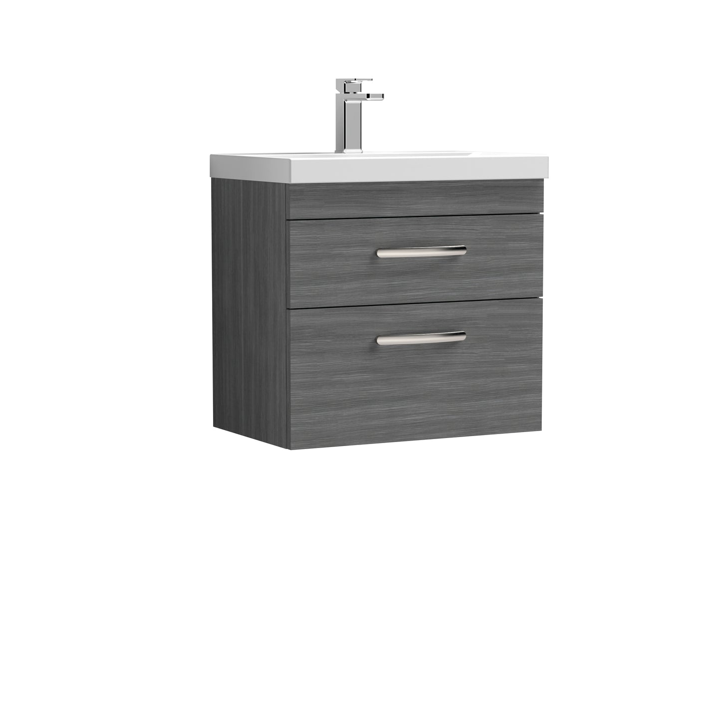 Athena 600mm Wall Hung 2 Drawer Vanity Unit with Mid-Edge Basin by Nuie