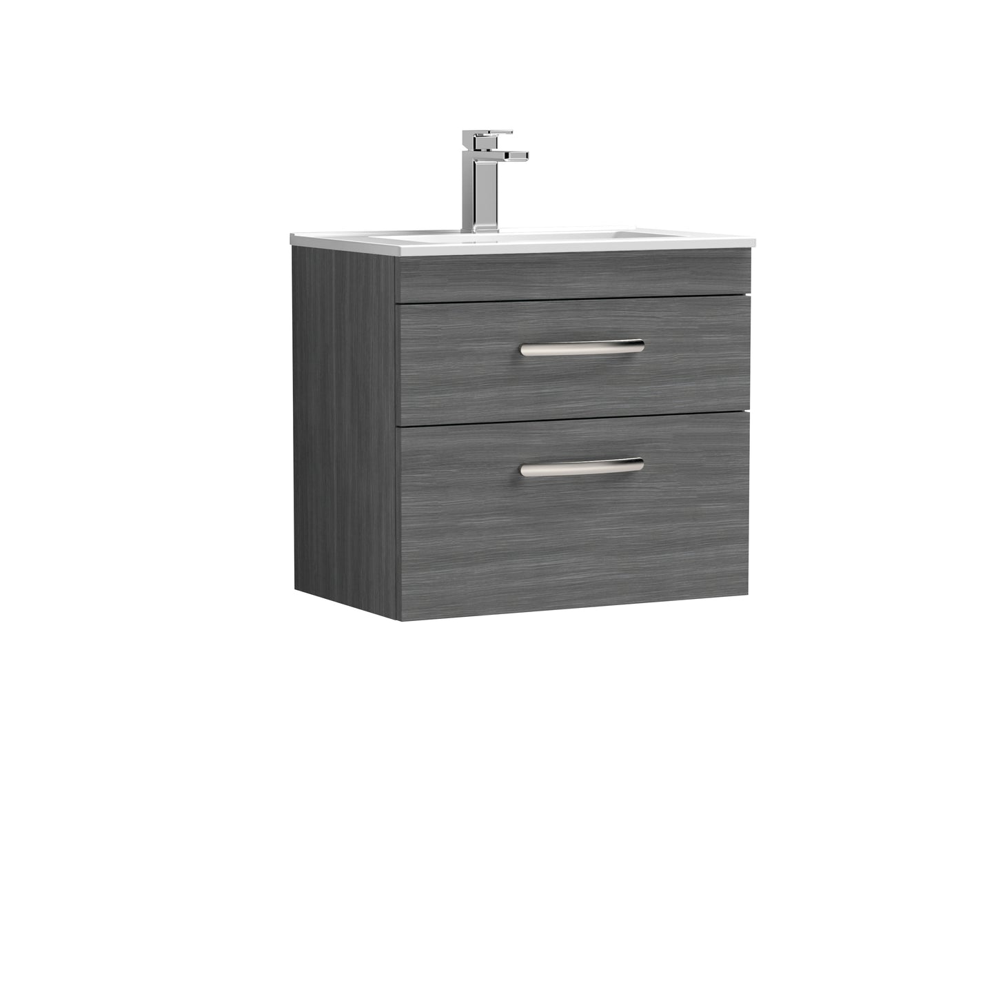 Athena 600mm Wall Hung 2 Drawer Vanity Unit with Minimalist Basin by Nuie