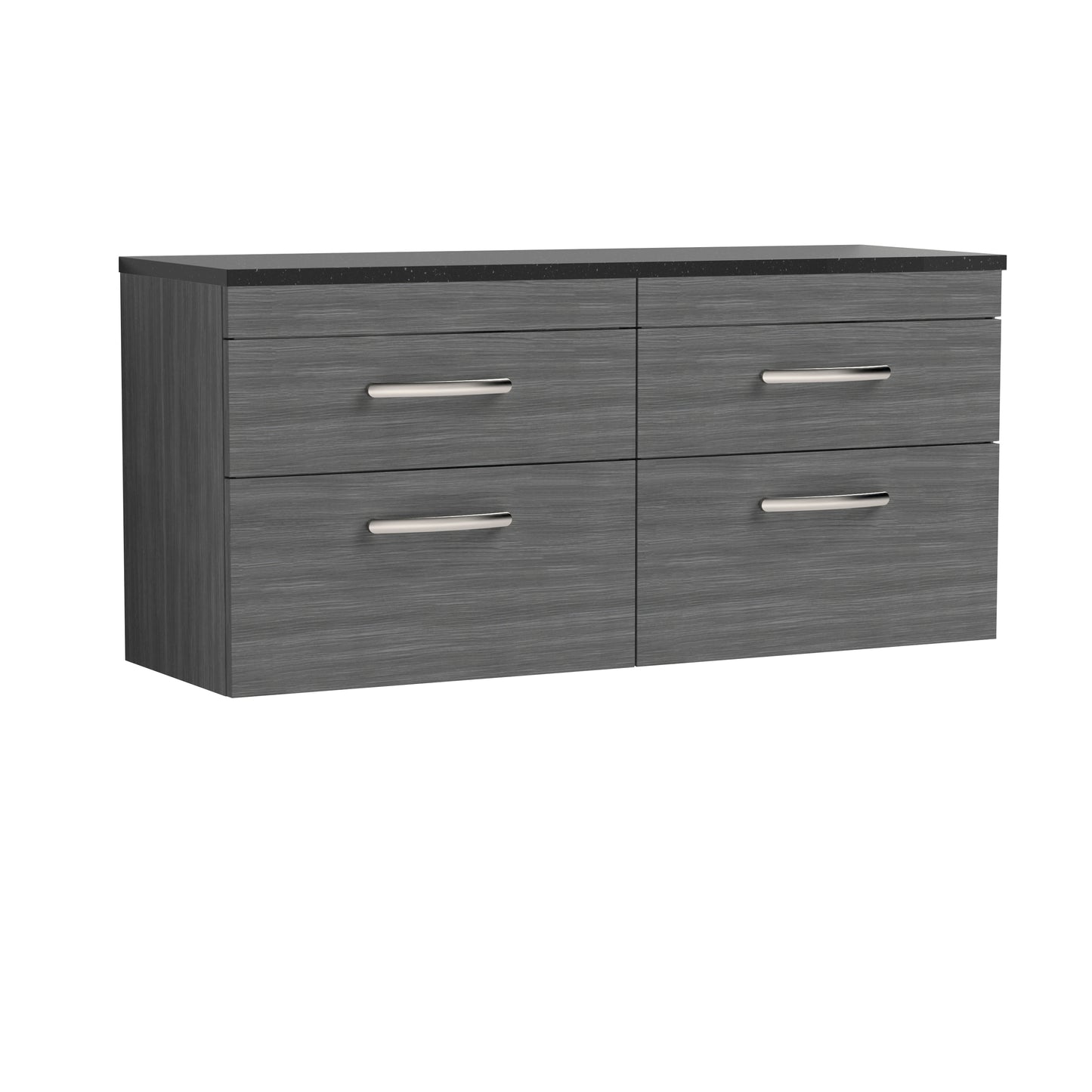 Nuie 1200mm Wall Hung 4-Drawer Unit With Laminate Worktop and Handles