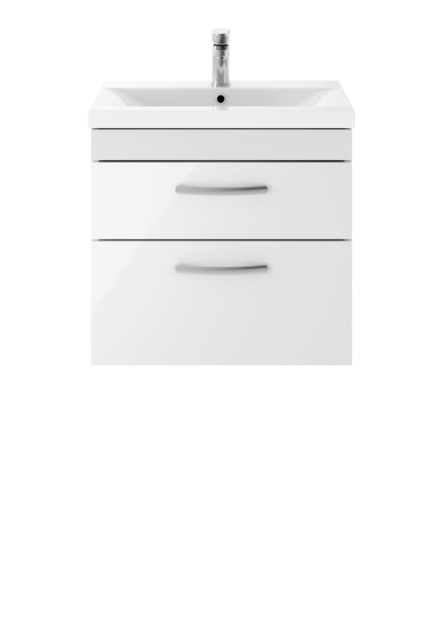 Athena 600mm Wall Hung 2 Drawer Vanity Unit with Mid-Edge Basin by Nuie