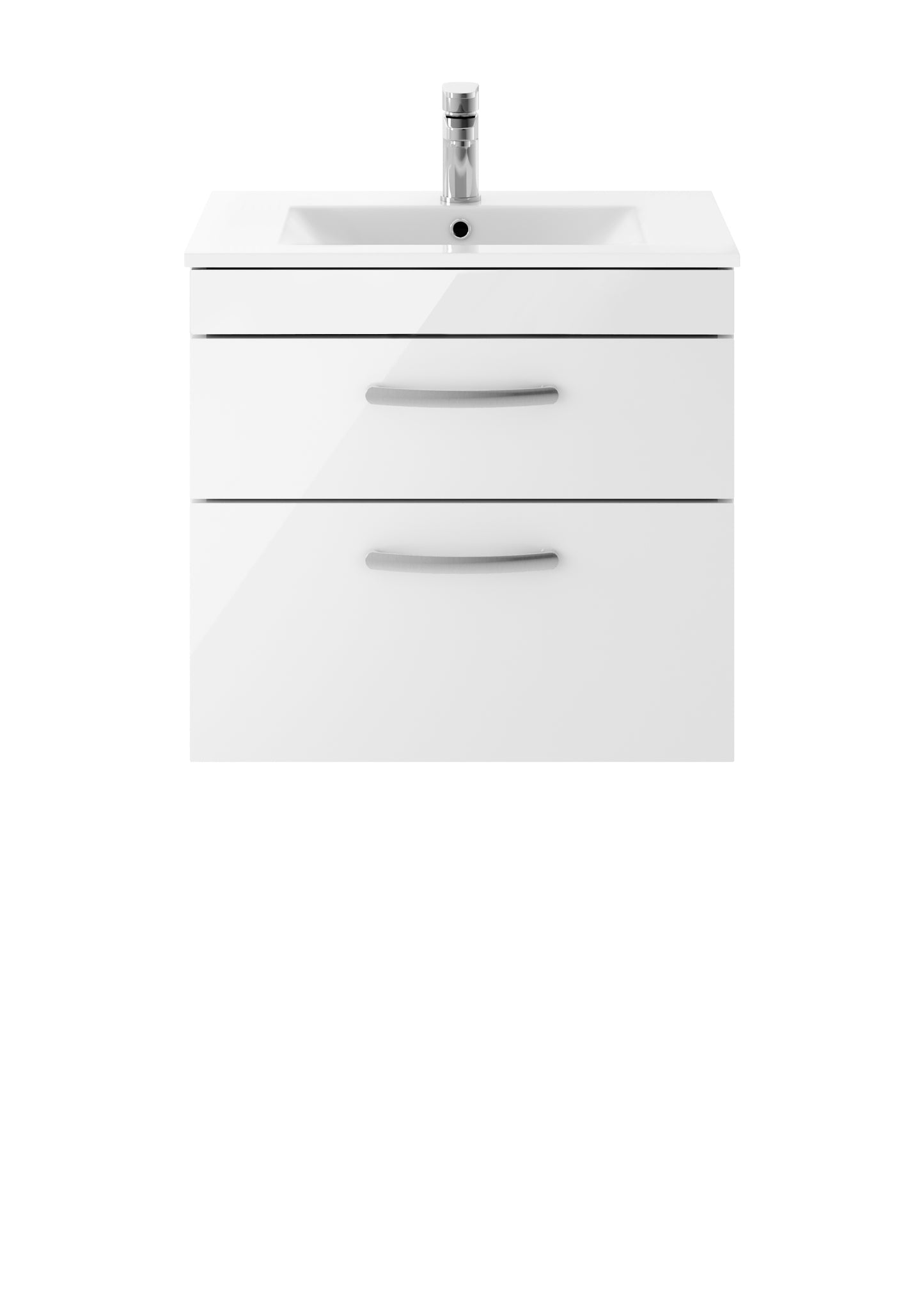 Athena 600mm Wall Hung 2 Drawer Vanity Unit with Minimalist Basin by Nuie