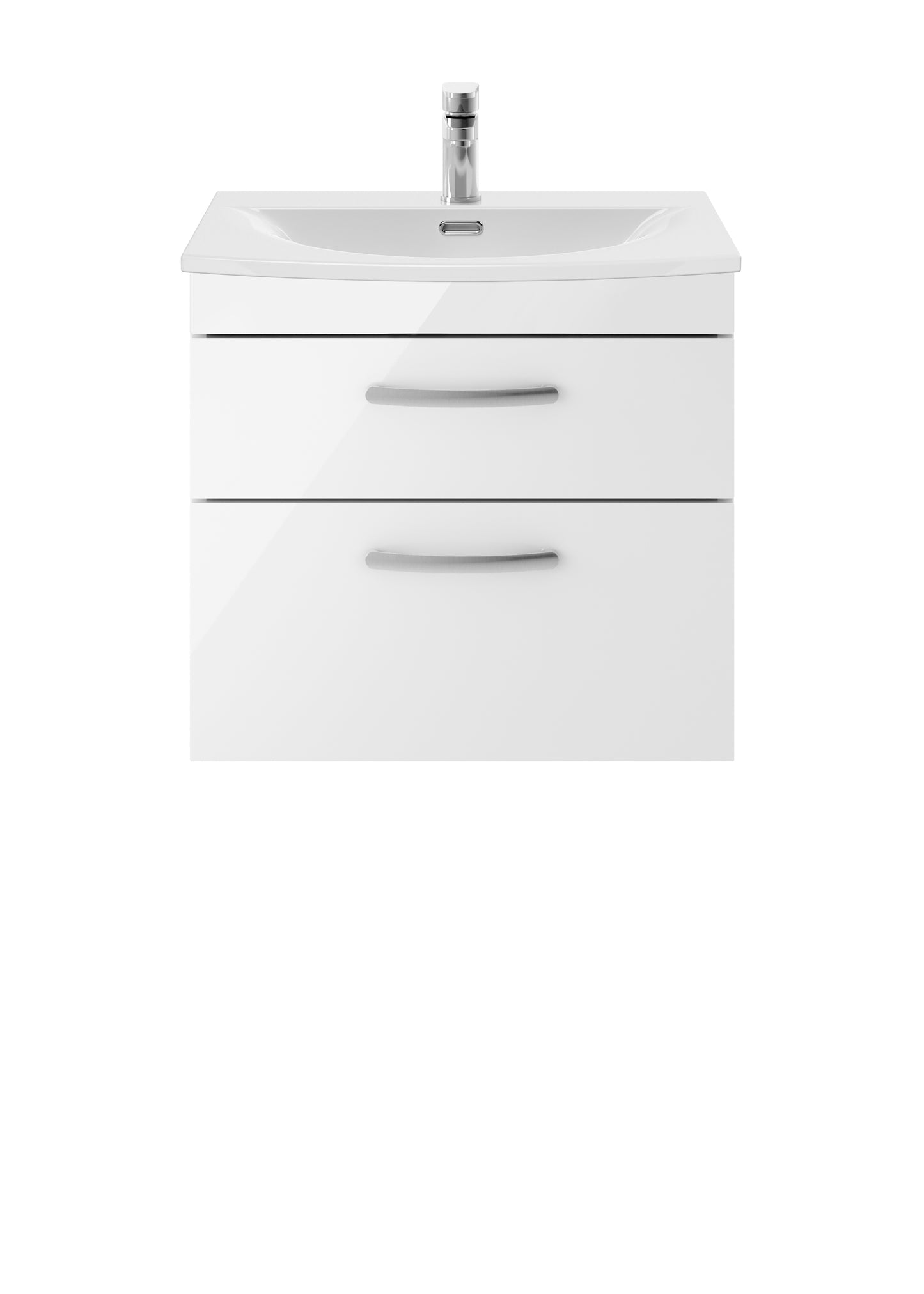 Athena 600mm Wall Hung 2 Drawer Vanity Unit with Curved Basin by Nuie
