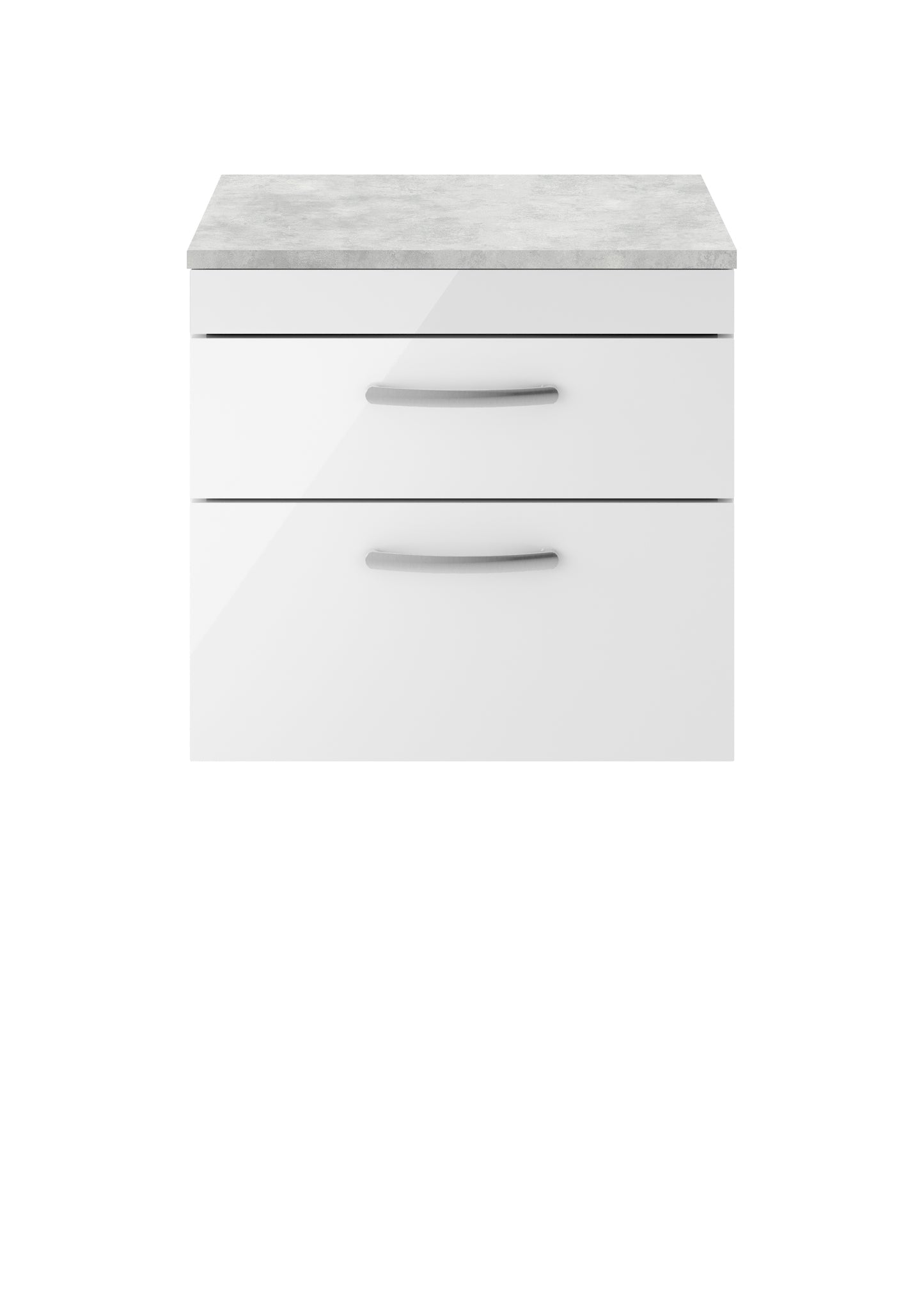 Nuie Athena 600mm Wall Hung 2 Drawer Vanity Unit With Grey Worktop