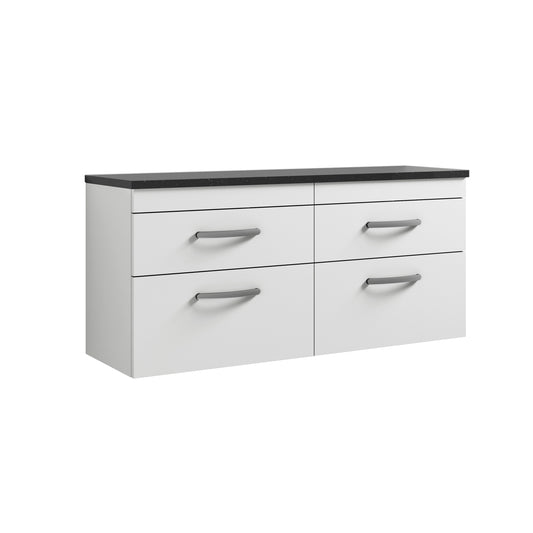 Nuie 1200mm Wall Hung Gloss White 4-Drawer Unit With Laminate Worktop