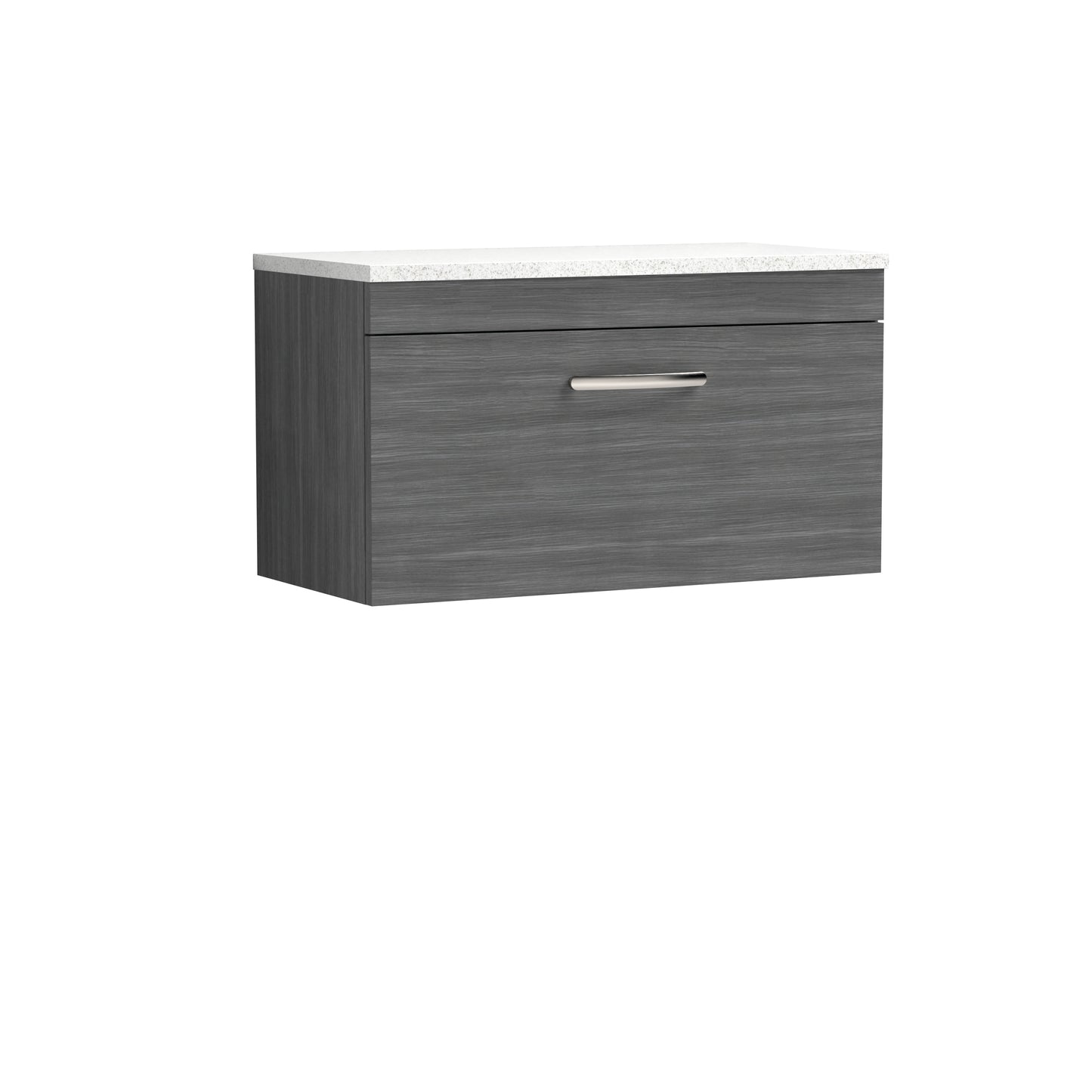 Nuie Athena 800mm Wall Hung Single Drawer Vanity Unit With Worktop & Handle