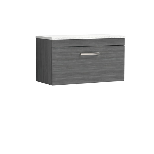 Nuie Athena 800mm Wall Hung Single Drawer Vanity Unit With Worktop & Handle