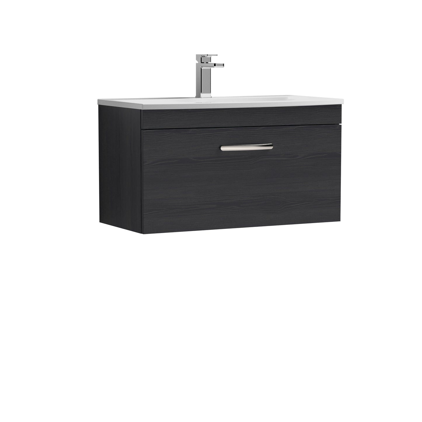 Athena 800mm Wall Hung Single Drawer Vanity Unit with Curved Basin by Nuie