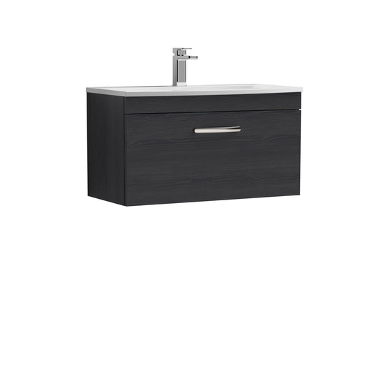 Athena 800mm Wall Hung Single Drawer Vanity Unit with Curved Basin by Nuie