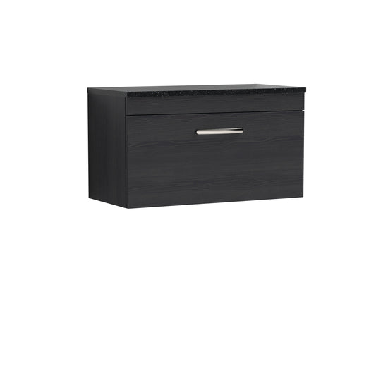 Nuie Athena 800mm Charcoal Black Wall Hung Vanity Unit With Worktop