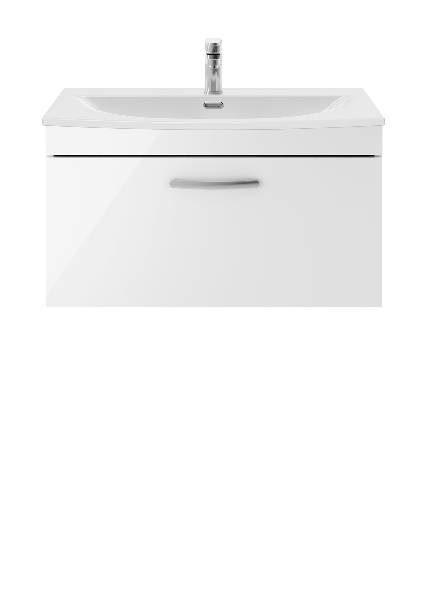 Athena 800mm Wall Hung Single Drawer Vanity Unit with Curved Basin by Nuie