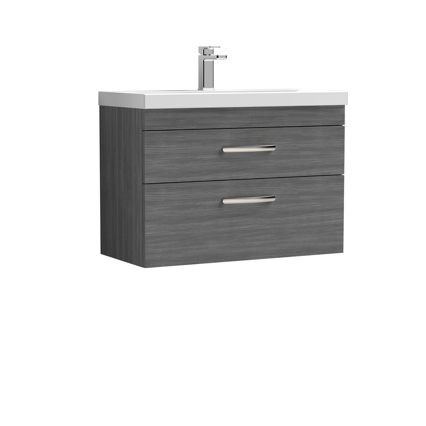 Athena 800mm Wall Hung 2 Drawer Vanity Unit with Mid-Edge Basin by Nuie
