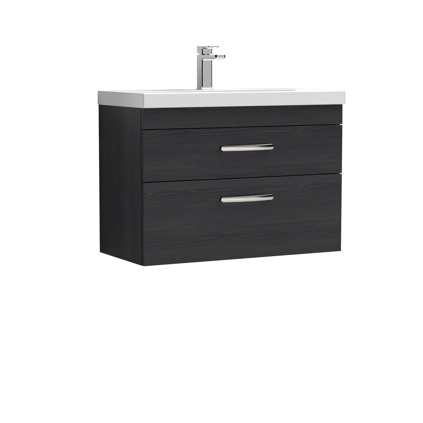 Athena 800mm Wall Hung 2 Drawer Vanity Unit with Mid-Edge Basin by Nuie