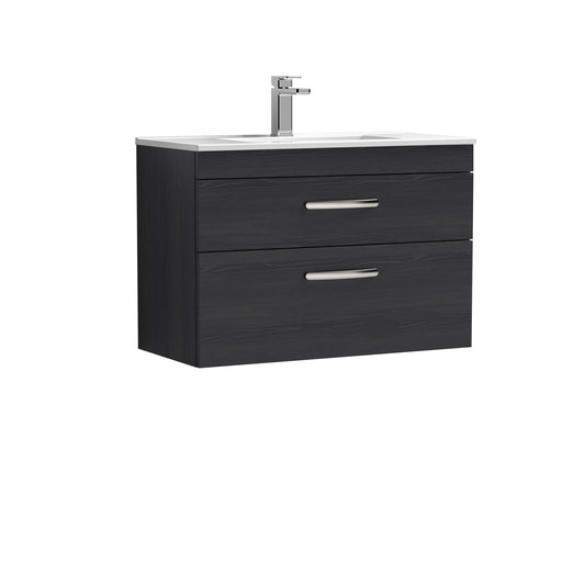 Athena 800mm Wall Hung 2 Drawer Vanity Unit with Minimalist Basin by Nuie