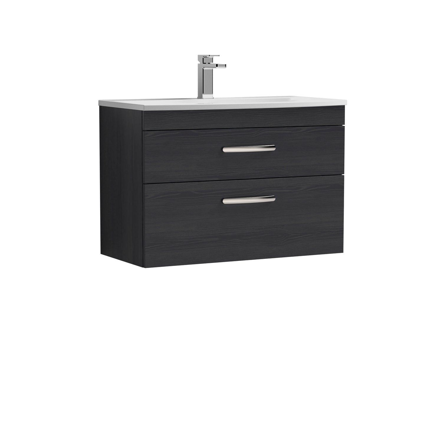 Athena 800mm Wall Hung 2 Drawer Bathroom Vanity Unit with Curved Basin by Nuie