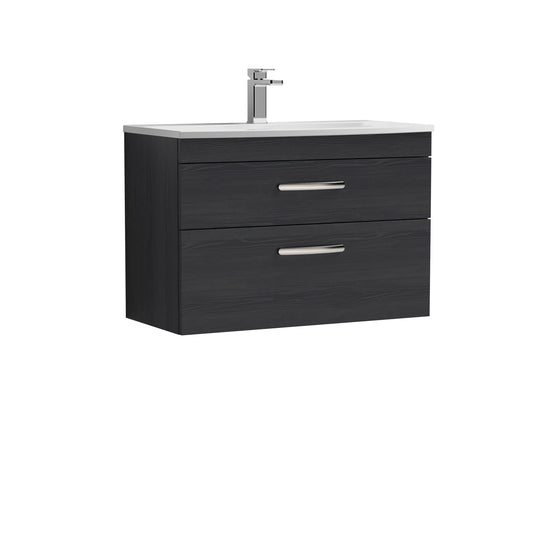 Athena 800mm Wall Hung 2 Drawer Bathroom Vanity Unit with Curved Basin by Nuie