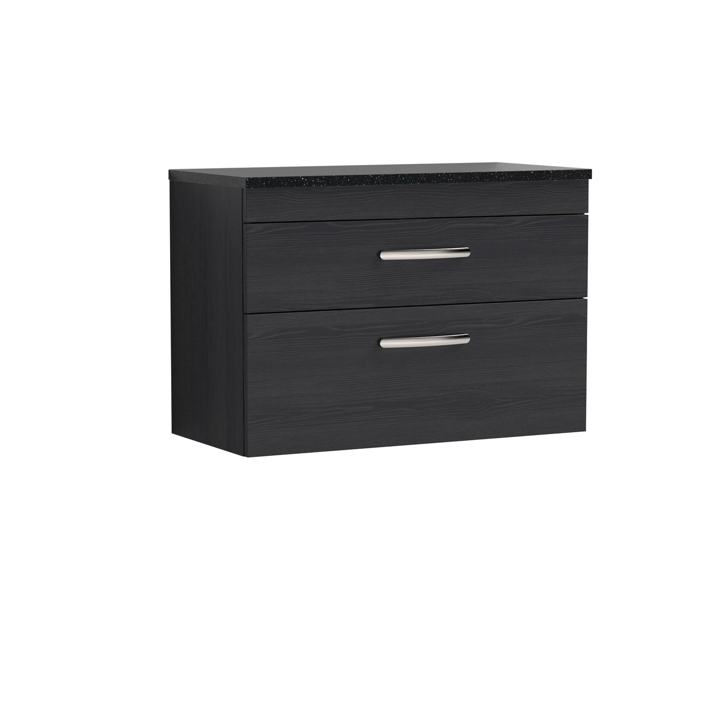 Nuie Athena 800mm Charcoal Black Wall Hung 2 Drawer Vanity With Laminate Worktop & Soft Close Drawers