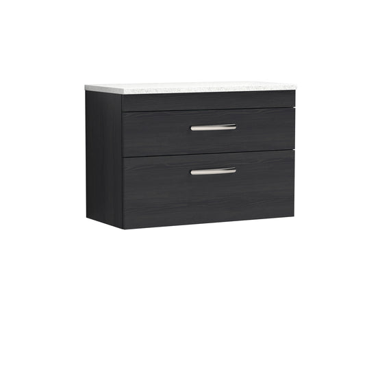 Nuie Athena 805mm Charcoal Black Wall Hung Vanity Unit With Laminate Worktop & Handles