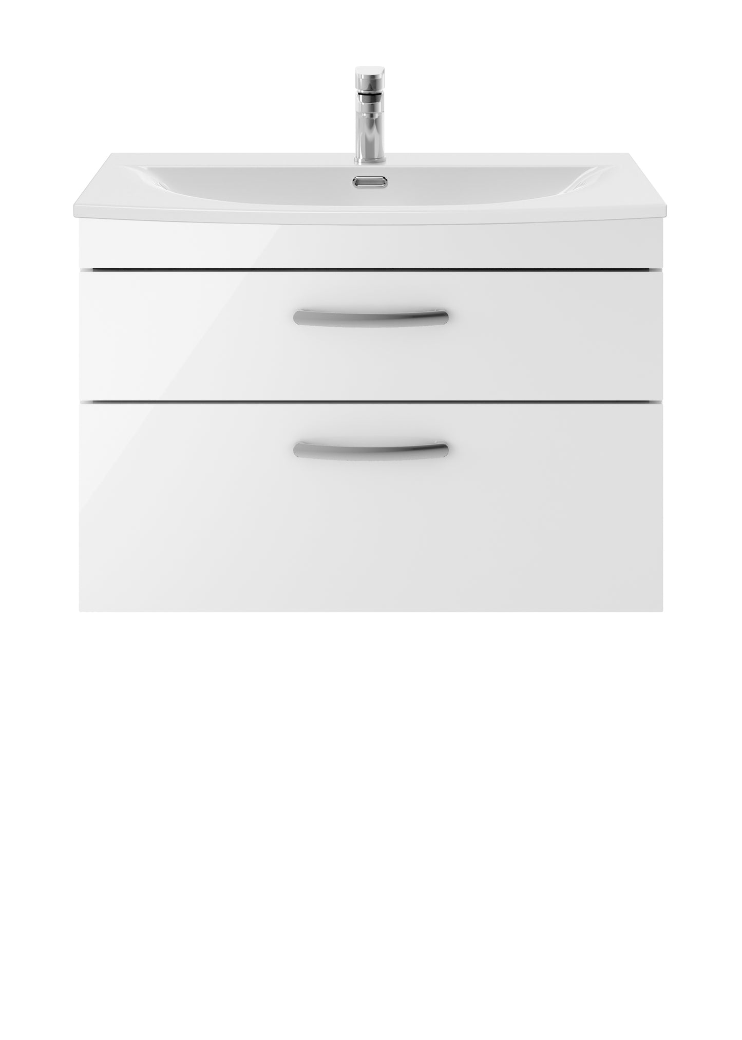 Athena 800mm Wall Hung 2 Drawer Bathroom Vanity Unit with Curved Basin by Nuie