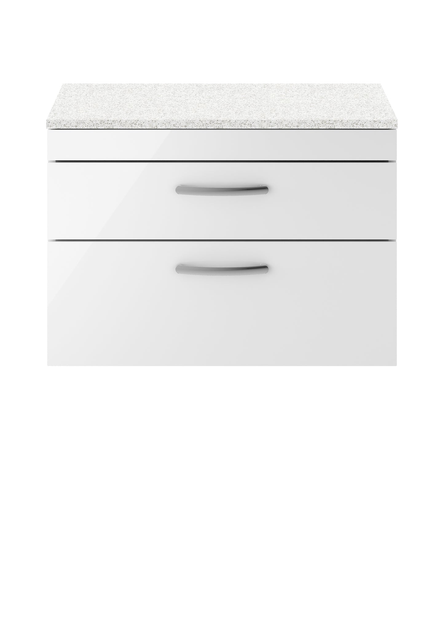 Nuie Athena 800mm Wall Hung 2 Drawer Vanity Unit With Sparkling White Worktop