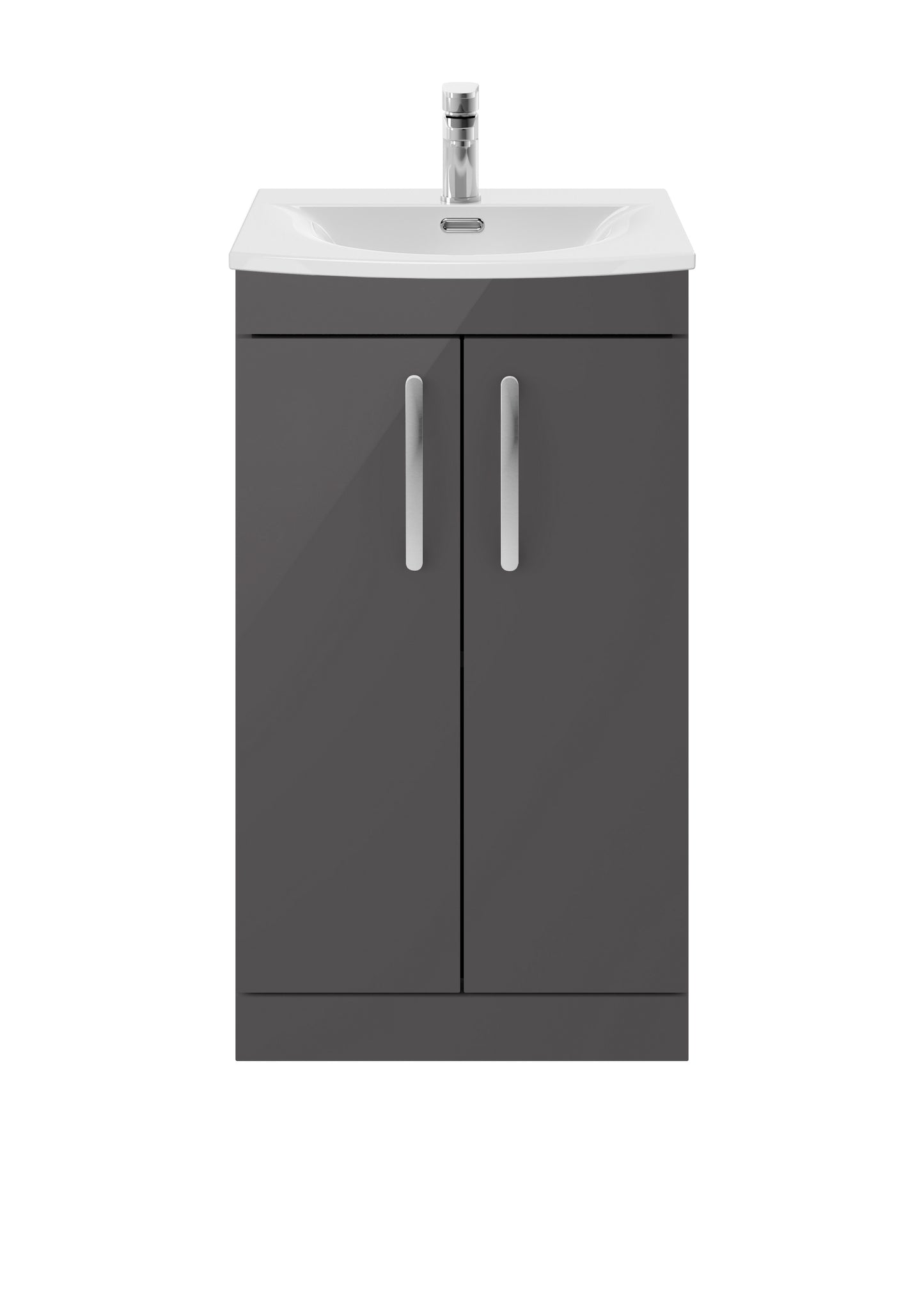 Athena 500mm Floor Standing 2 Door Vanity Unit with Curved Basin by Nuie