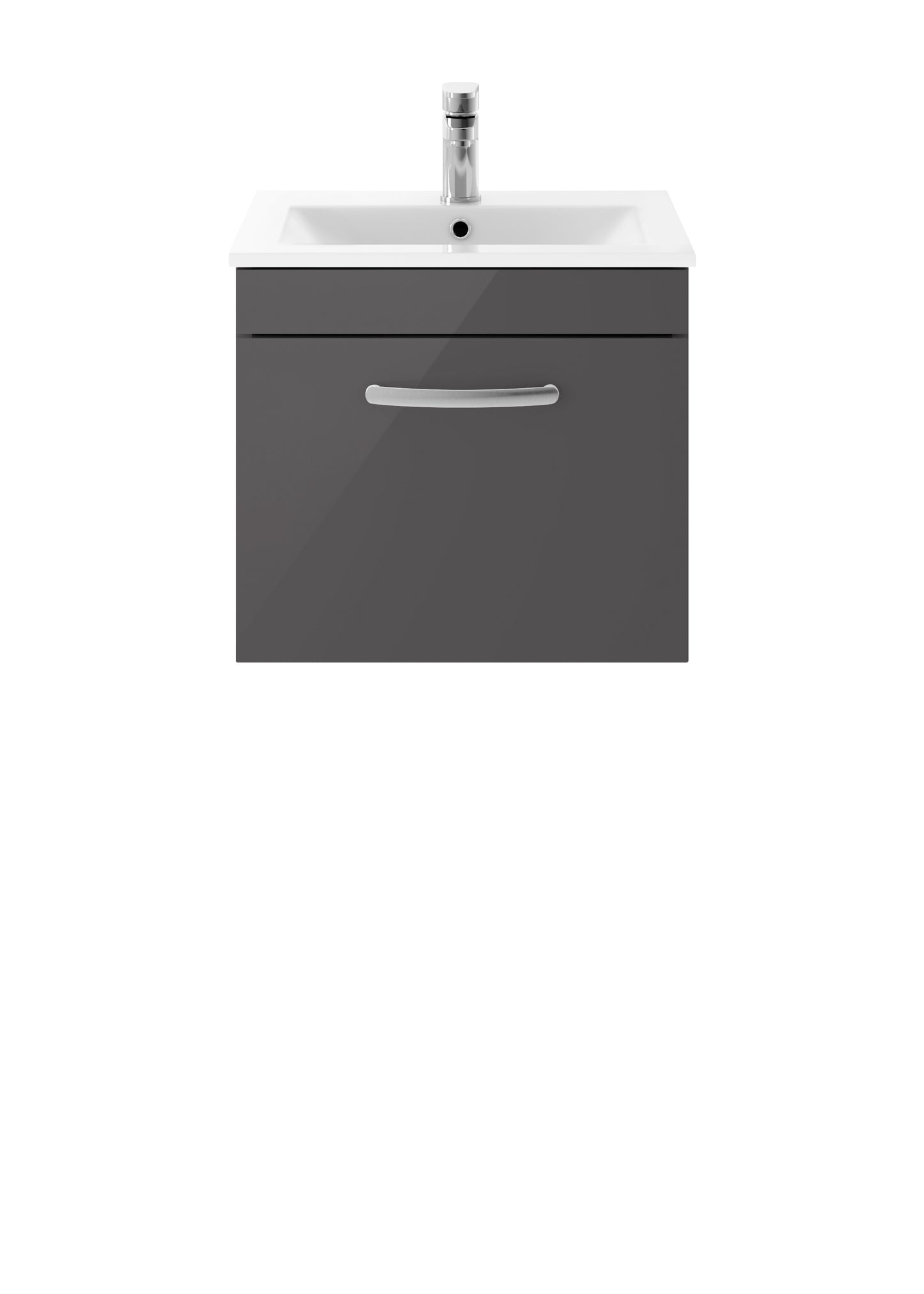 Athena 500mm Wall Hung Single Drawer Bathroom Vanity Unit with Basin by Nuie