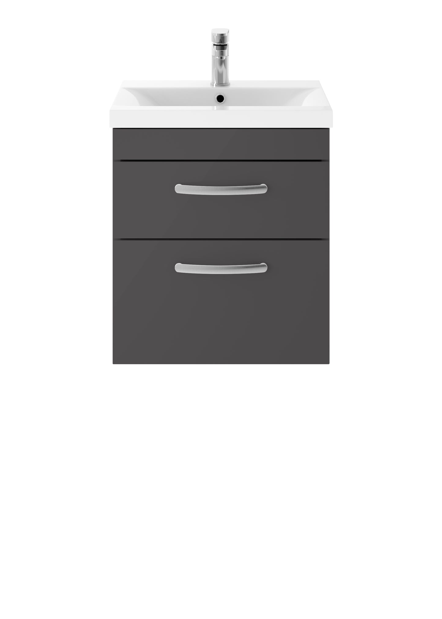 Athena 500mm Wall Hung 2 Drawer Vanity Unit with Mid-Edge Basin by Nuie
