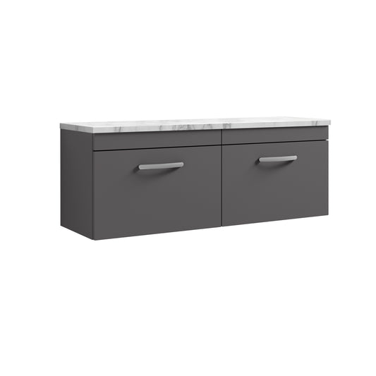 Nuie 1200mm Wall Hung 2-Drawer Unit Including Laminate Worktop