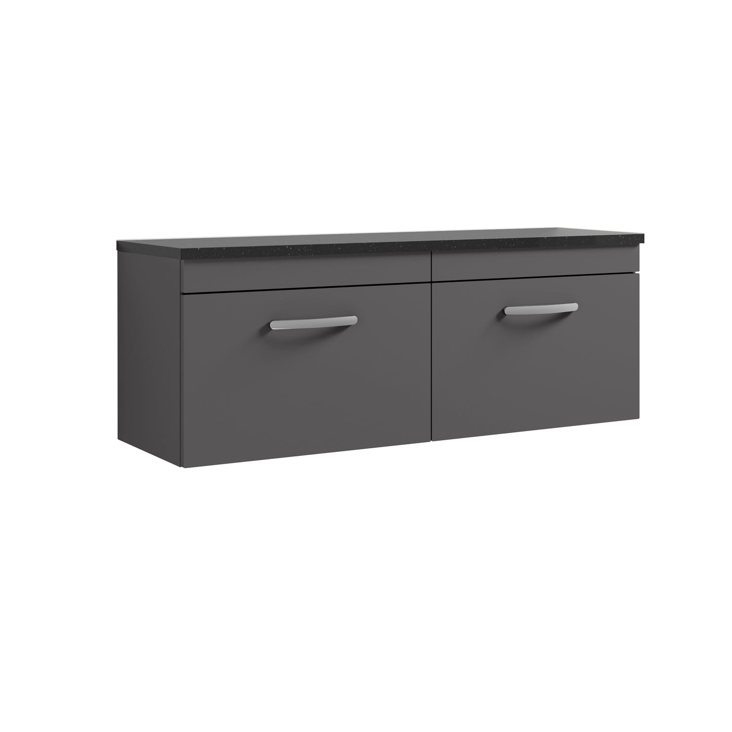Nuie 1200mm Wall Hung 2-Drawer Unit With Laminate Worktop & Handles