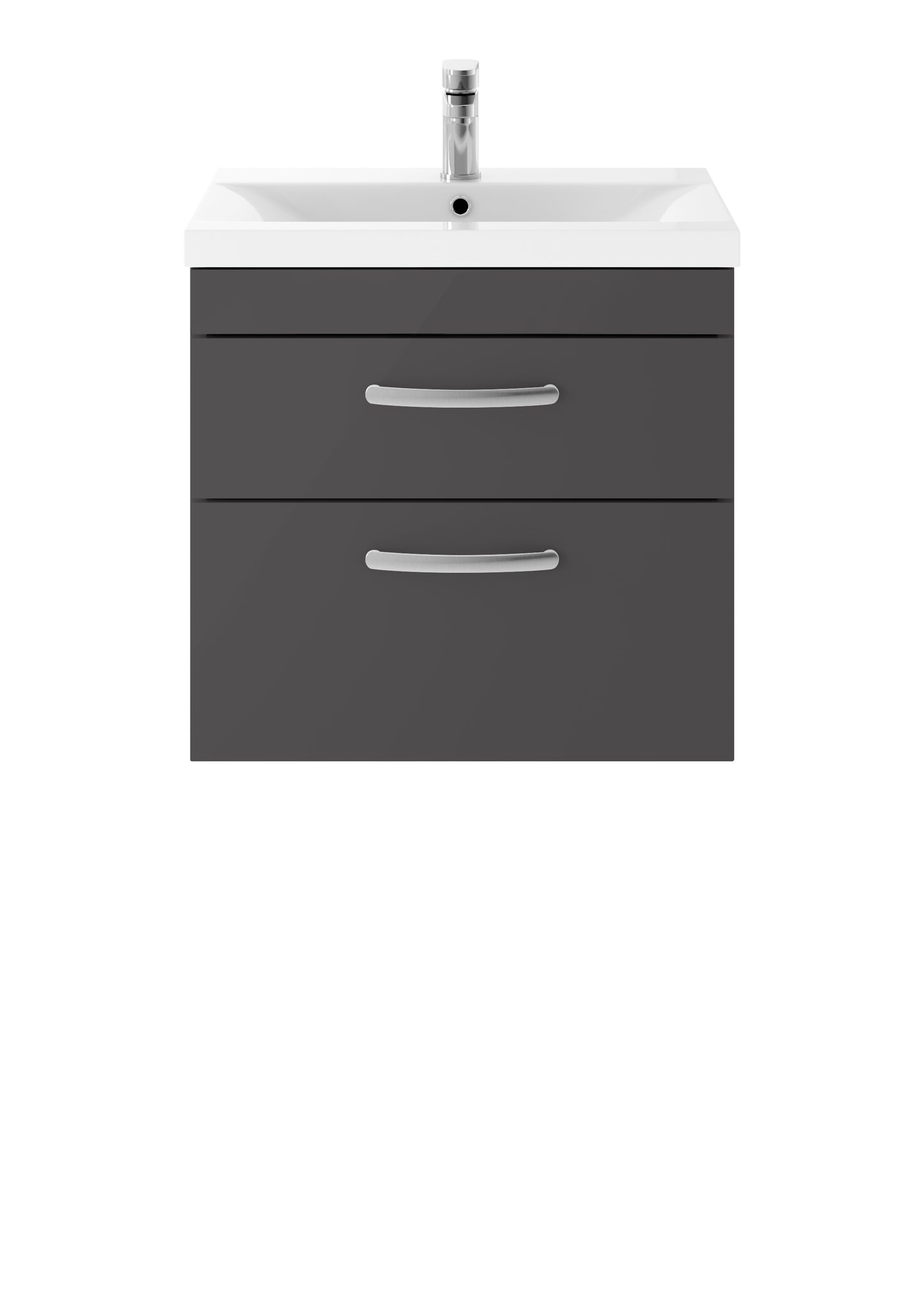 Athena 600mm Wall Hung 2 Drawer Vanity Unit with Mid-Edge Basin by Nuie
